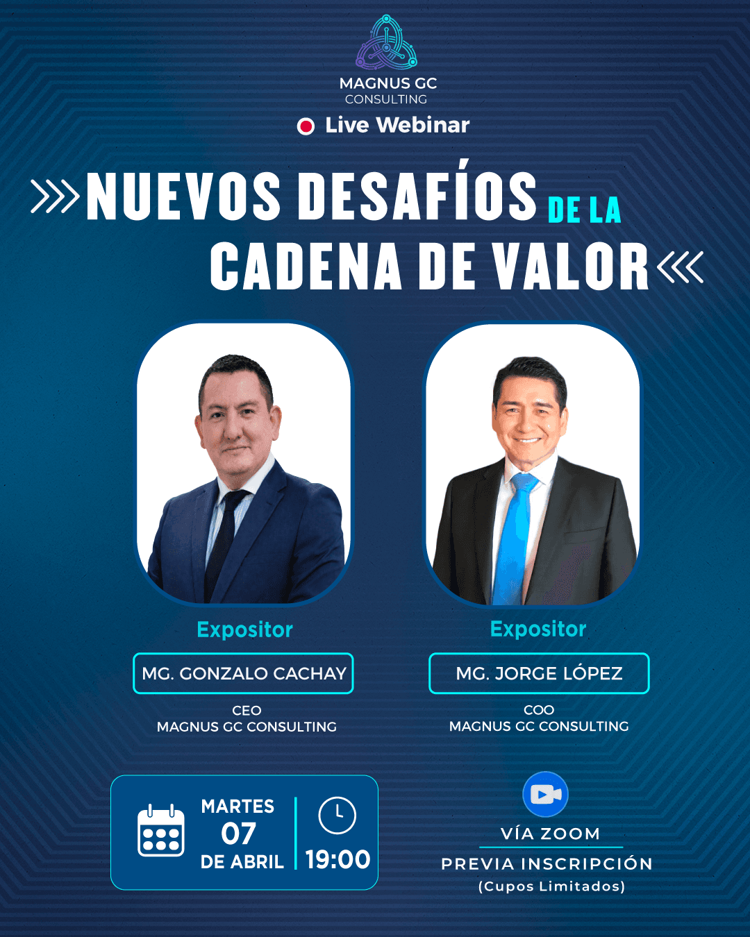 Flyer del webinar Nuevos desafíos de la cadena de valor